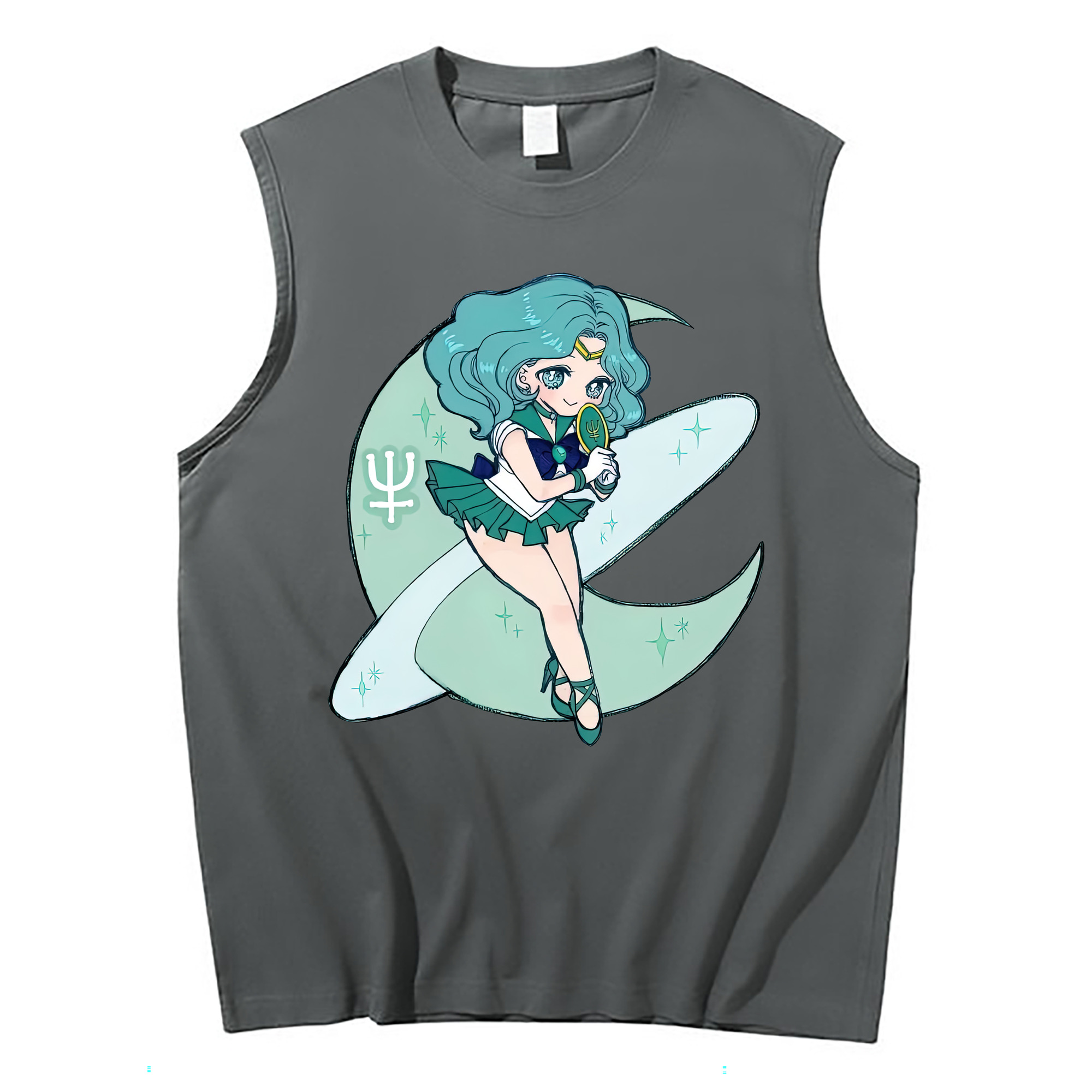 （画像用） 美少女戦士セーラームーン 海王 みちる（かいおう みちる） Sailor Moon Kaiou Michiru コットン100％タンクトップ（フロントプリント）